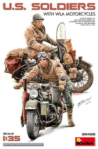 1/35 Miniart US Soldiers with WLA Motorcycles