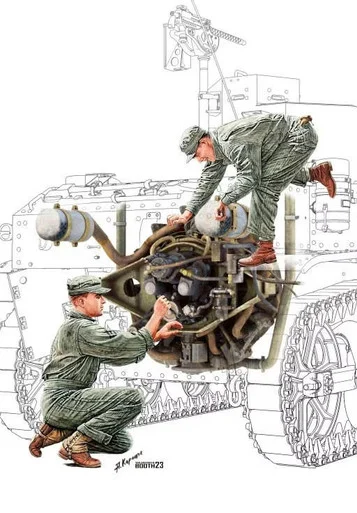 1/35 Miniart Tank Repair Crew w/Continental W-670 Engine