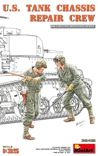1/35 Miniart US Tank Chassis Repair Crew Plastic Model Kit