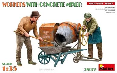 1/35 Miniart WORKERS WITH CONCRETE MIXER Plastic Model Kit