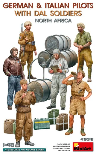 1/48 Miniart GERMAN & ITALIAN PILOTS WITH DAL SOLDIERS. NORTH AFRICA - Plastic Model Kit