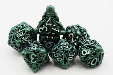 Foam Brain Games 4193 Mind Eater: Green - Hollow Metal RPG Dice Set