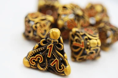 Foam Brain Games 4230 Mind Eater: Gold - Hollow Metal RPG Dice Set