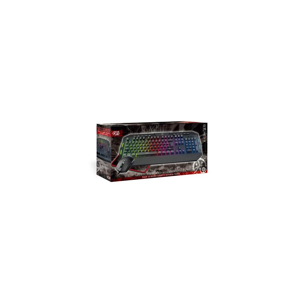 3-in-1 Pack AZERTY PC Keyboard + Mouse + Mouse Mat - RGB - Hikari