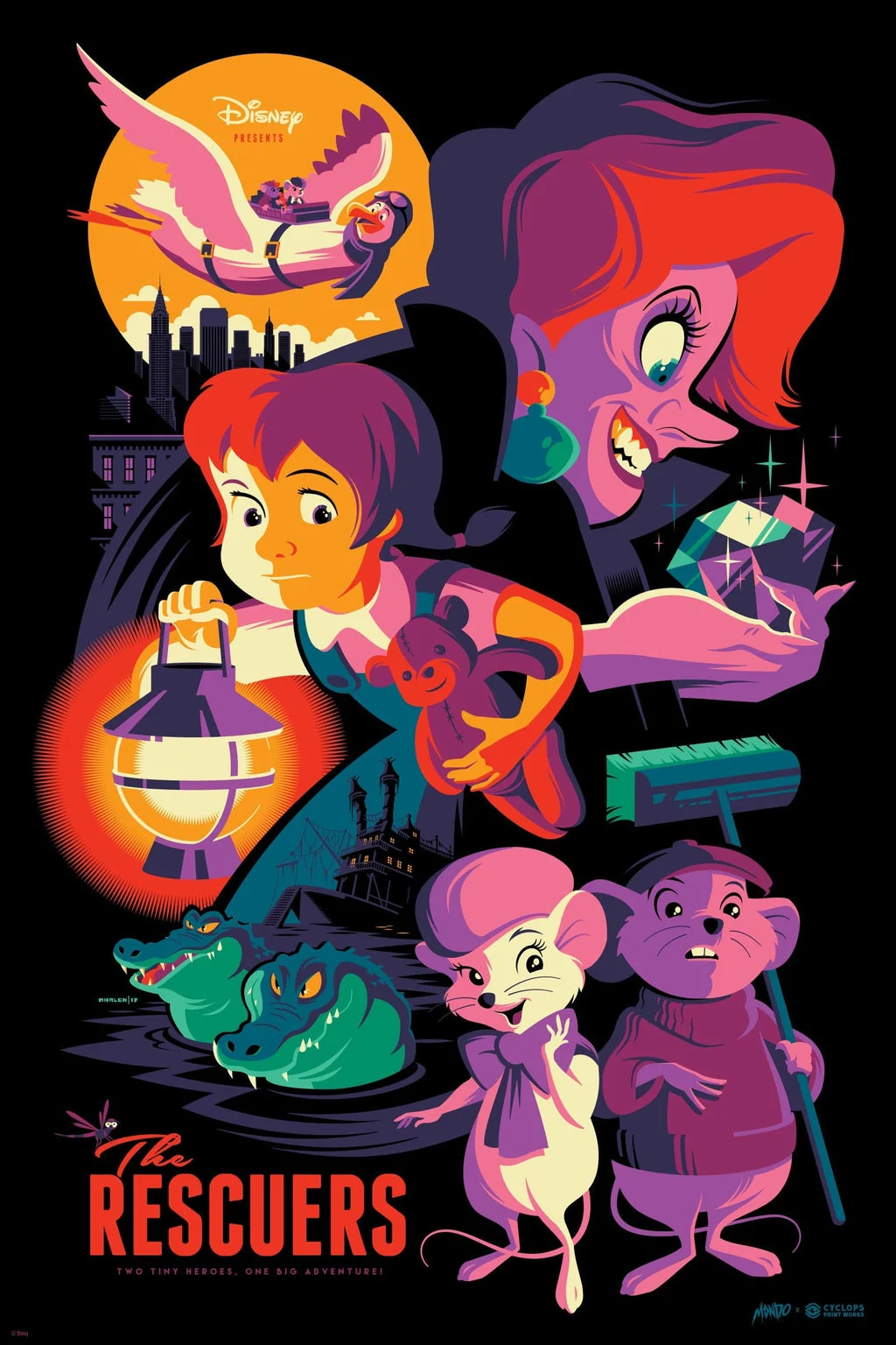 Mondo X Cyclops Print Works Print #26: The Rescuers (Variant) - Tom Whalen