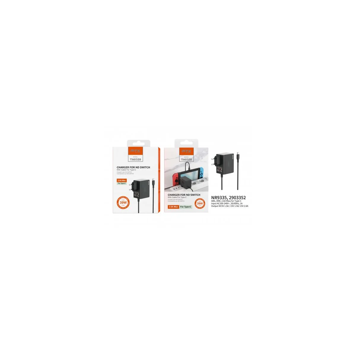 2.6A AC Charger for Nintendo Switch Dock and Consoles, Black - Moveteck