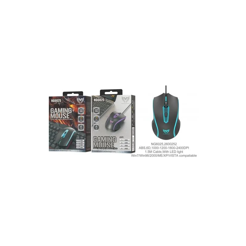 Wired Gaming Mouse - 2400 DPI - LED - 1.50M Cable - NG6025 - Black