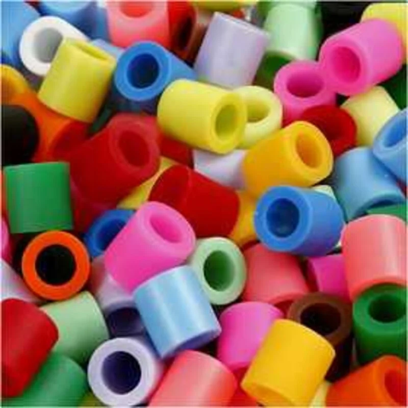 Fuse Beads, size 10x10 mm, hole size 5.5 mm, additional colours, jumbo, 3200mixed - Nabbi