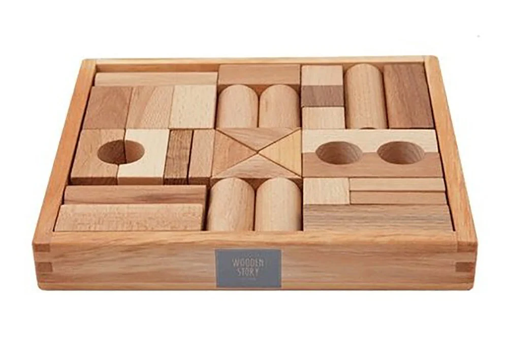 Natural Colored Blocks In Tray - 30 pcs