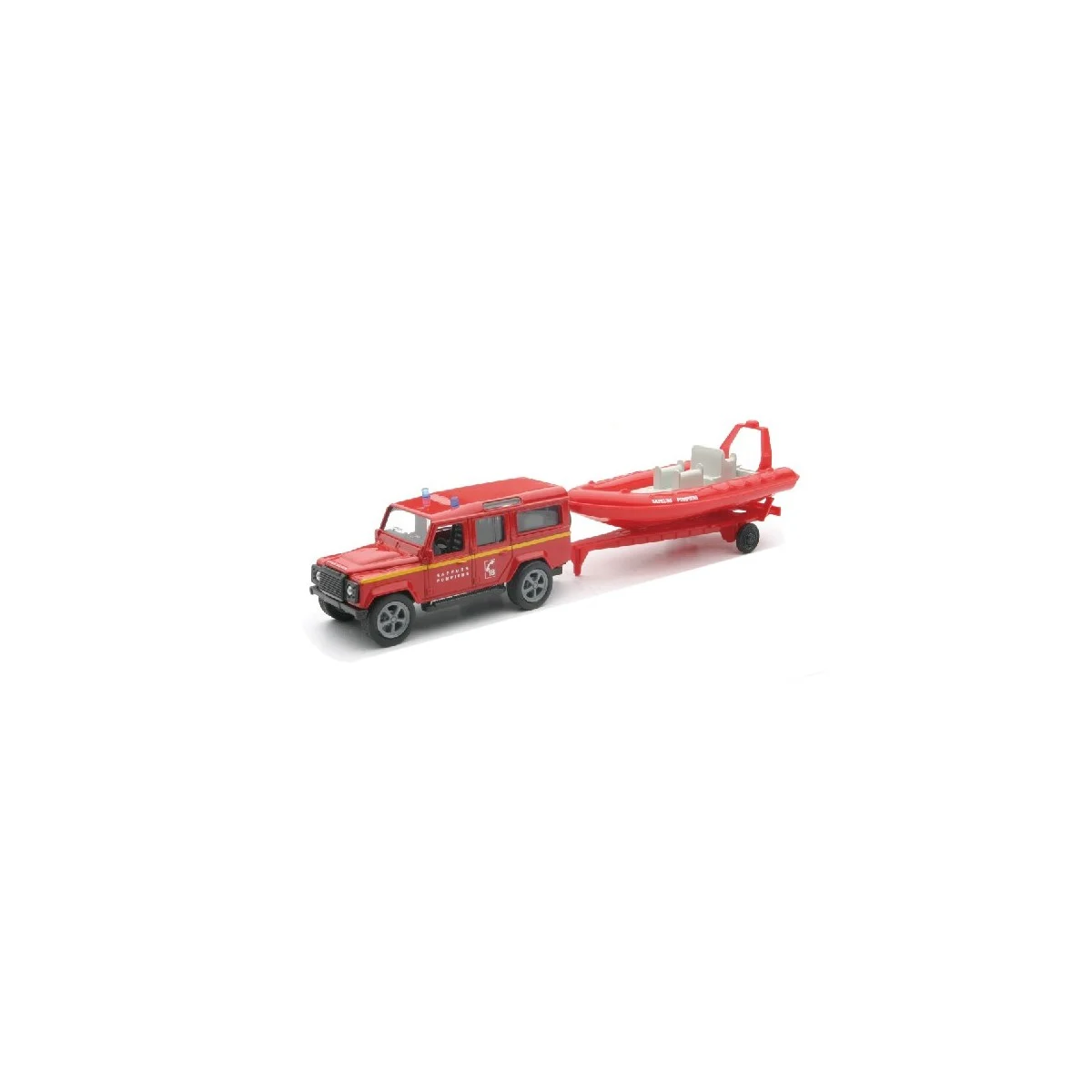 Land Rover Defender 110 Firefighters + Zodiac 1/43 - Newray