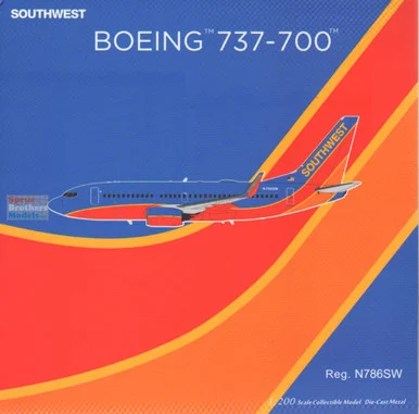 NGM05032 1:200 NG Model Southwest Airlines B737-700(W) Reg #N786SW Canyon Blue Livery (pre-painted/pre-built)