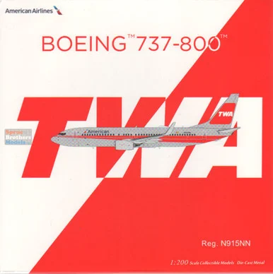 NGM08053 1:200 NG Model American Airlines B737-800 Reg #N915NN TWA Retro (pre-painted/pre-built)