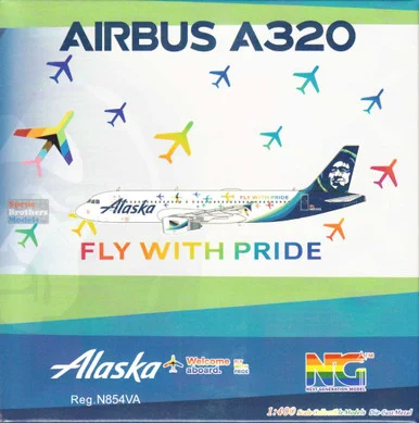 NGM15018 1:400 NG Model Alaska Airlines Airbus A320-200 Reg #N854VA 'Fly with Pride' (pre-painted/pre-built)