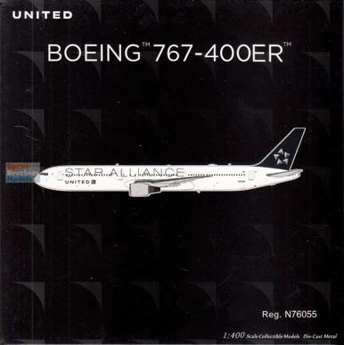 NGM18002 1:400 NG Model United Airlines B767-400ER Reg #N76055 Star Alliance Livery (pre-painted/pre-built)