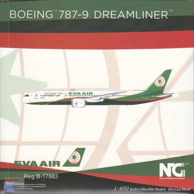 NGM55108 1:400 NG Model EVA Airways B787-9 Reg #B-17883 (pre-painted/pre-built)