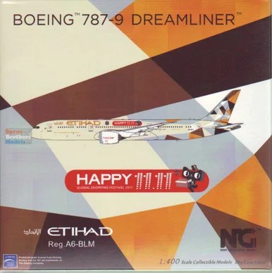 NGM55120 1:400 NG Model Etihad Airways B787-9 Reg #A6-BLM 'Happy 1111' (pre-painted/pre-built)