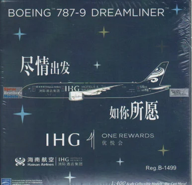 NGM55123 1:400 NG Model Hainan Airlines B787-9 Reg #B-1499 'IHG Hotels' (pre-painted/pre-built)