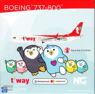 NGM58201 1:400 NG Model T'Way Air B737-800 Reg #HL8086 'Mastercard' (pre-painted/pre-built)