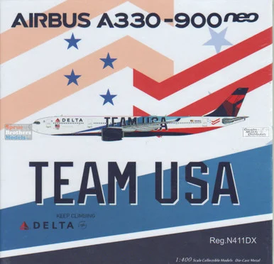 NGM68001 1:400 NG Model Delta Airlines Airbus A330-900neo Reg #N411DX Team USA (pre-painted/pre-built)