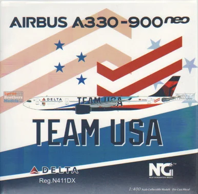 NGM68005 1:400 NG Model Delta Airlines Airbus A330-900neo Reg #N411DX Team USA (pre-painted/pre-built)