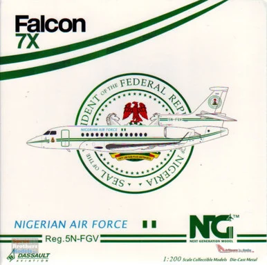 NGM71007 1:200 NG Model Nigerian Air Force Falcon 7X Reg #5N-FGV (pre-painted/pre-built)
