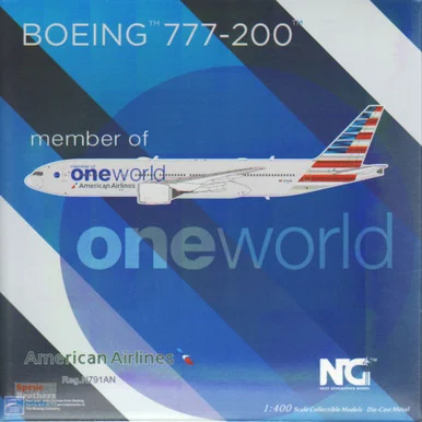 NGM72017 1:400 NG Model American Airlines B777-200 Reg #N791AN 'One World' (pre-painted/pre-built)