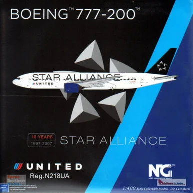 NGM72021 1:400 NG Model United Airlines B777-200ER Reg #N218UA Star Alliance (pre-painted/pre-built)