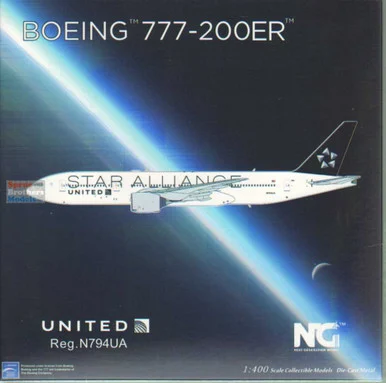 NGM72022 1:400 NG Model United Airlines B777-200ER Reg #N794UA Star Alliance (pre-painted/pre-built)