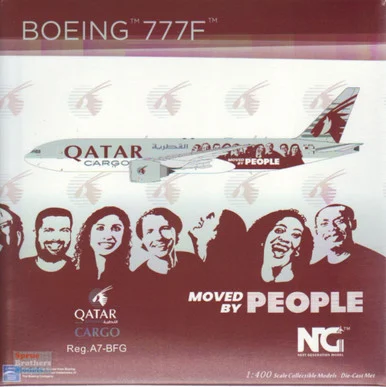 NGM72025 1:400 NG Model Qatar Cargo B777F Reg #A7-BFG 'Moved By People' (pre-painted/pre-built)