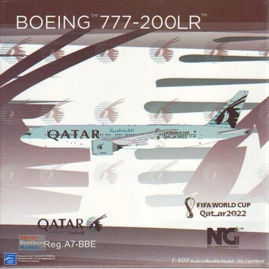 NGM72043 1:400 NG Model Qatar Airways B777-200LR Reg #A7-BBE 'FIFA World Cup Qatar 2022' (pre-painted/pre-built)