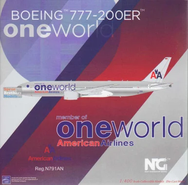 NGM72048 1:400 NG Model American Airlines B777-200ER Reg #N791AN One World (pre-painted/pre-built)