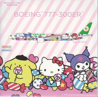 NGM73074 1:400 NG Model EVA Air B777-300ER Reg #B-16740 Hello Kitty Candy Jet (pre-painted/pre-built)