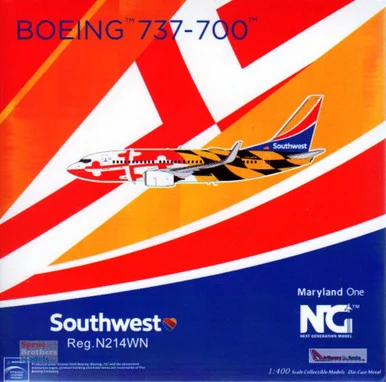 NGM77007 1:400 NG Model Southwest Airlines B737-700(W) Reg #N214WN 'Maryland One' with Heart One Tail (pre-painted/pre-built)