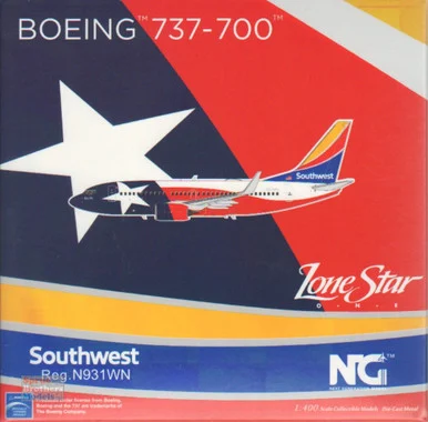 NGM77013 1:400 NG Model Southwest Airlines B737-700(W) Reg #N931WN 'Lone Star One' (pre-painted/pre-built)