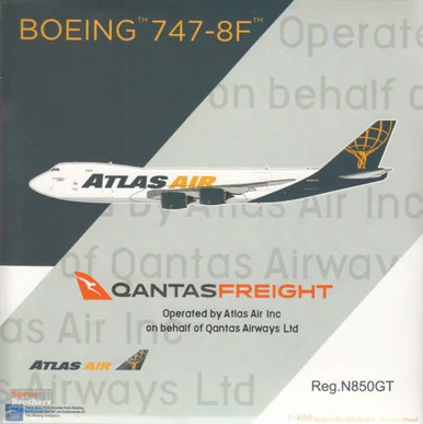NGM78020 1:400 NG Model Atlas Air (Qantas Freight) B747-8F Reg #N850GT (pre-painted/pre-built)