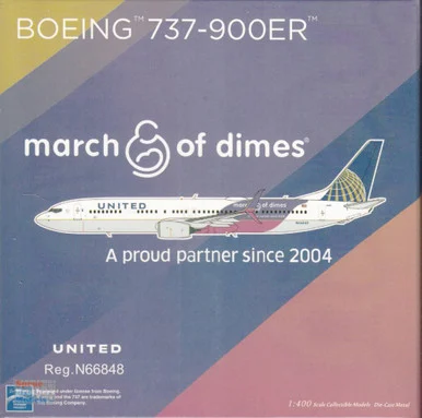 NGM79013 1:400 NG Model United Airlines B737-900ER Reg #N66848 'March of Dimes' (pre-painted/pre-built)
