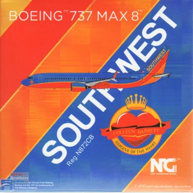 NGM88002 1:400 NG Model Southwest Airlines B737 Max8 Reg #N872CB 'Colleen Barrett' Canyon Blue Retro (pre-painted/pre-built)
