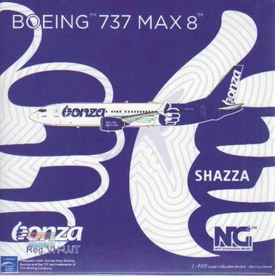 NGM88010 1:400 NG Model Bonza Airlines B737 Max8 Reg #VH-UJT (pre-painted/pre-built)