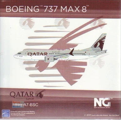 NGM88013 1:400 NG Model Qatar Airways B737 Max8 Reg #A7-BSC (pre-painted/pre-built)