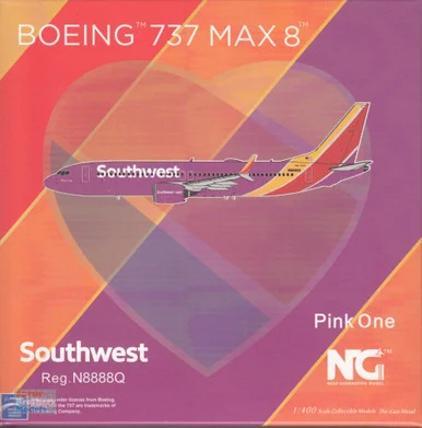 NGM88015 1:400 NG Model Southwest Airlines B737 Max8 Reg #N8888Q 'Pink One' (pre-painted/pre-built)