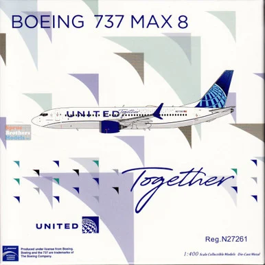 NGM88040 1:400 NG Model United Airlines B737 Max8 Reg #N27261 United Together (pre-painted/pre-built)
