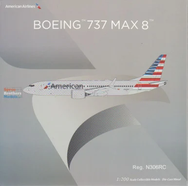 NGM92017 1:200 NG Model American Airlines B737 Max8 Reg #N306RC (pre-painted/pre-built)