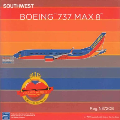 NGMSWA003 1:400 NG Model Lite Southwest Airlines B737 Max8 Reg #N872CB Canyon Blue Retro (pre-painted/pre-built)