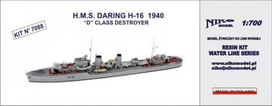 1/700 Niko HMS Daring H-16 1940 D Class Destroyer