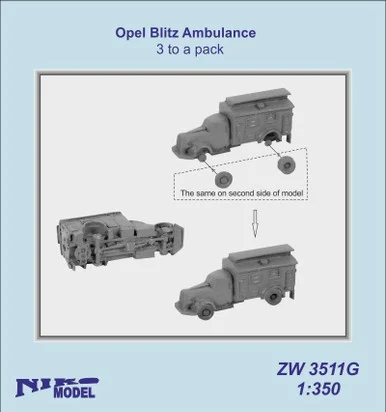 1/350 Niko Model Opel Blitz Ambulance (3 Per Pack) - Niko Models