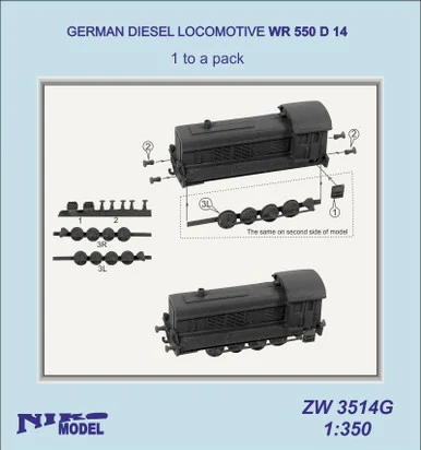 1/350 Niko Model German Diesel Locomotive WR 550 D 14 (1 Per Pack) - Niko Models