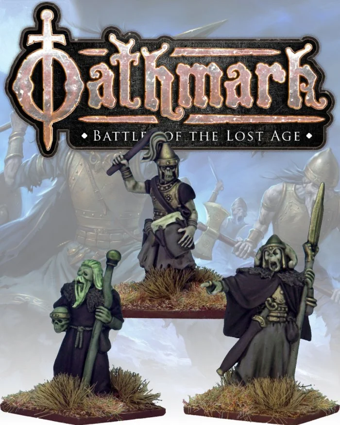 Oathmark Necromancer, Undead King & Drummer, 28 mm Scale Metal Figures - North Star Military Figures