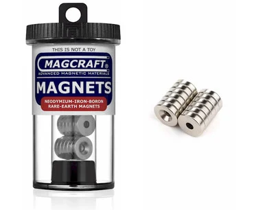Magcraft NSN0586 Rare-Earth Ring Magnets, 0.5 in. Outside Diameter x 0.15 in. Inside Diameter x 0.125 in. Thick, S, 12-Count