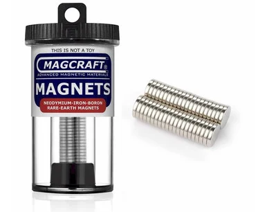 Magcraft NSN0732 Rare-Earth Disc Magnets, 0.375 in. Diameter x 0.0625 in. Thick, 40-Count