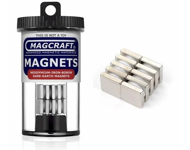Magcraft NSN0911 Rare-Earth Block Magnets, 0.5 in. Long x 0.5 in. Wide x 0.125 in. Thick, 10-Count